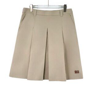 Miu Miu 2024 collection khaki cotton pleated casual skirt